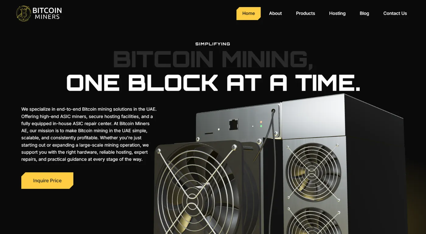3D-модель ASIC-майнера на головній Bitcoin Miners AE