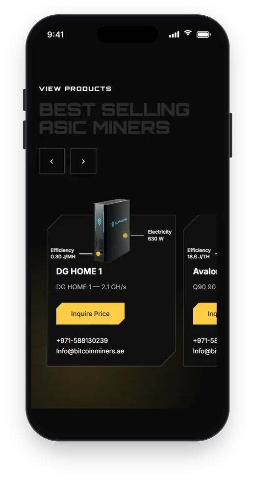 Bitcoin Miners AE, каталог майнерів на телефоні