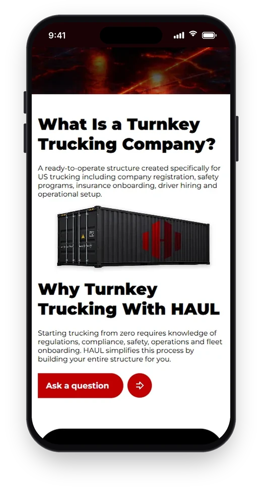 HAUL Consulting, сторінка послуг на телефоні