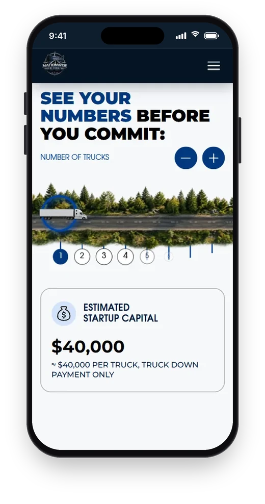Nationwide Trucking Consultants, калькулятор на телефоні